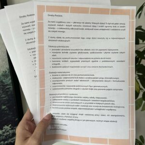 LIST DO RODZICÓW – KLASA 1